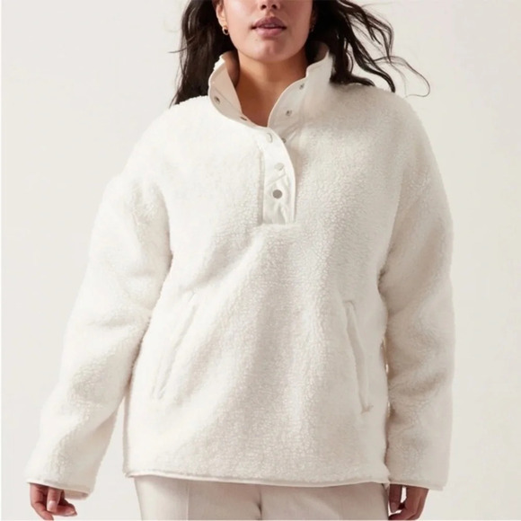 Athleta Cozy Sherpa Snap Swewtshirt - Picture 1 of 7